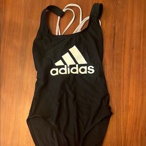 Adidas Black and White One Piece with Trefoil Logo